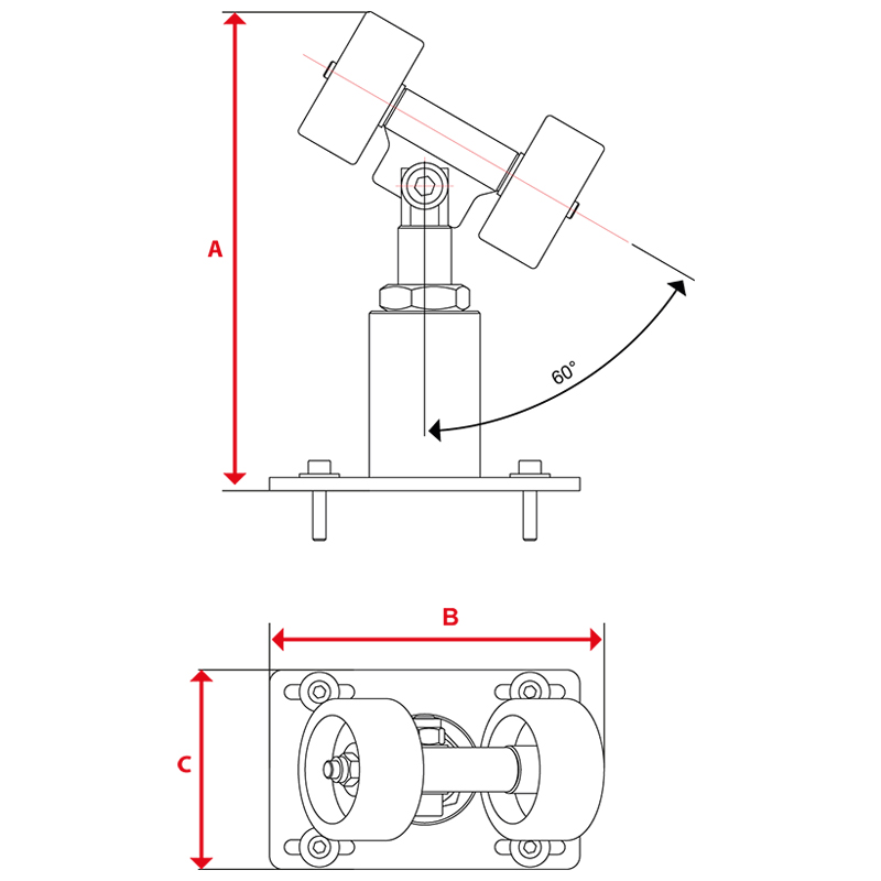 Tender support with fixed roller slider 3512/30/31